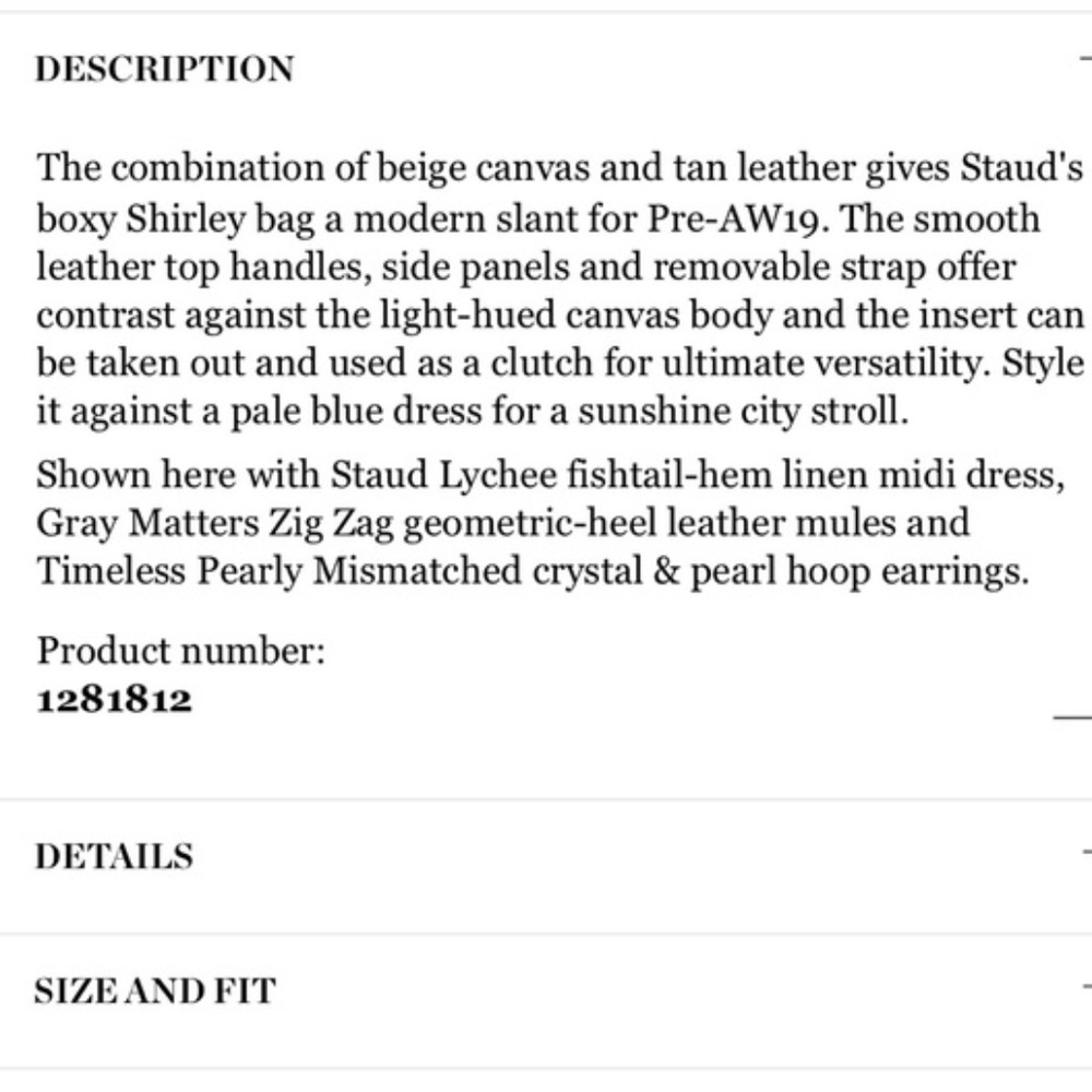 Staud Shirley Canvas Leather Tote Crossbody Bag - Picture 6 of 15